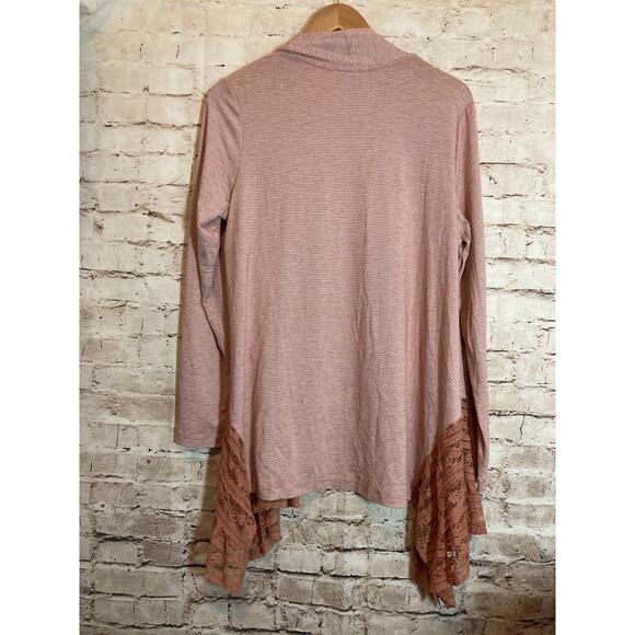 LOGO Lori Goldstein Top Womens Medium Rust Open Front Lagenlook Flowy Stretch - Picture 12 of 14